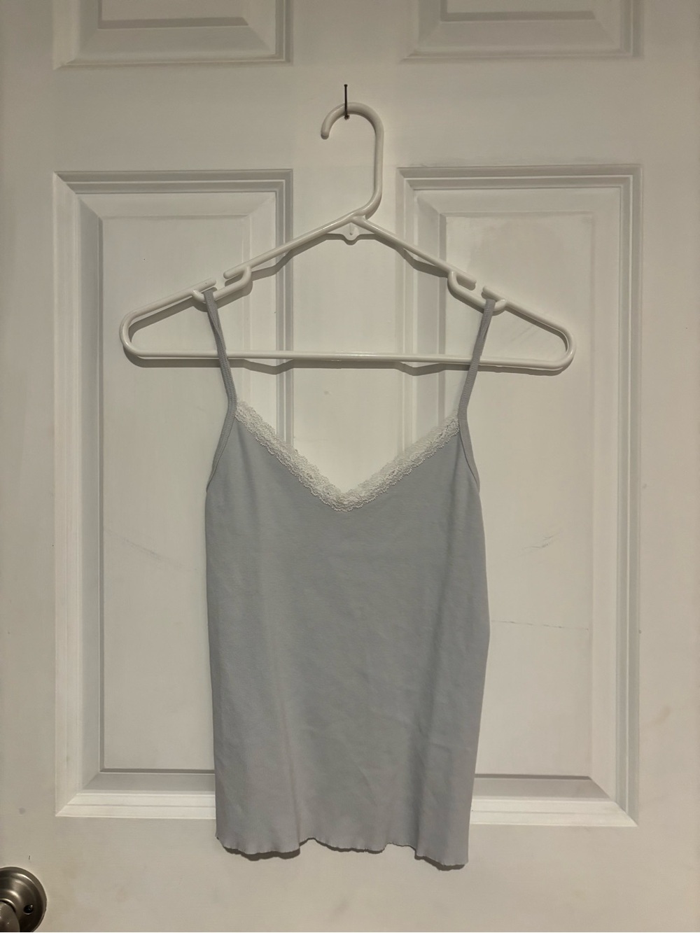 Light Gray Lace-Trim Camisole Tank Top